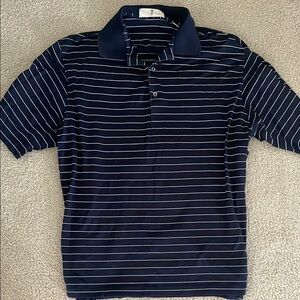 Navy Striped Polo golf Shirt. Mend Large